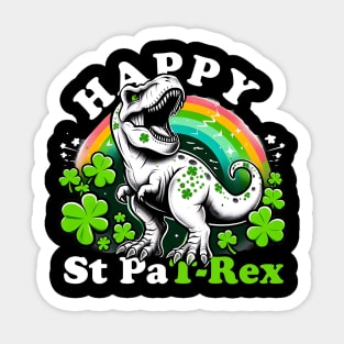 Kids Happy St PaT-Rex Dinosaur Saint Patrick's Day For Boys Girls Sticker